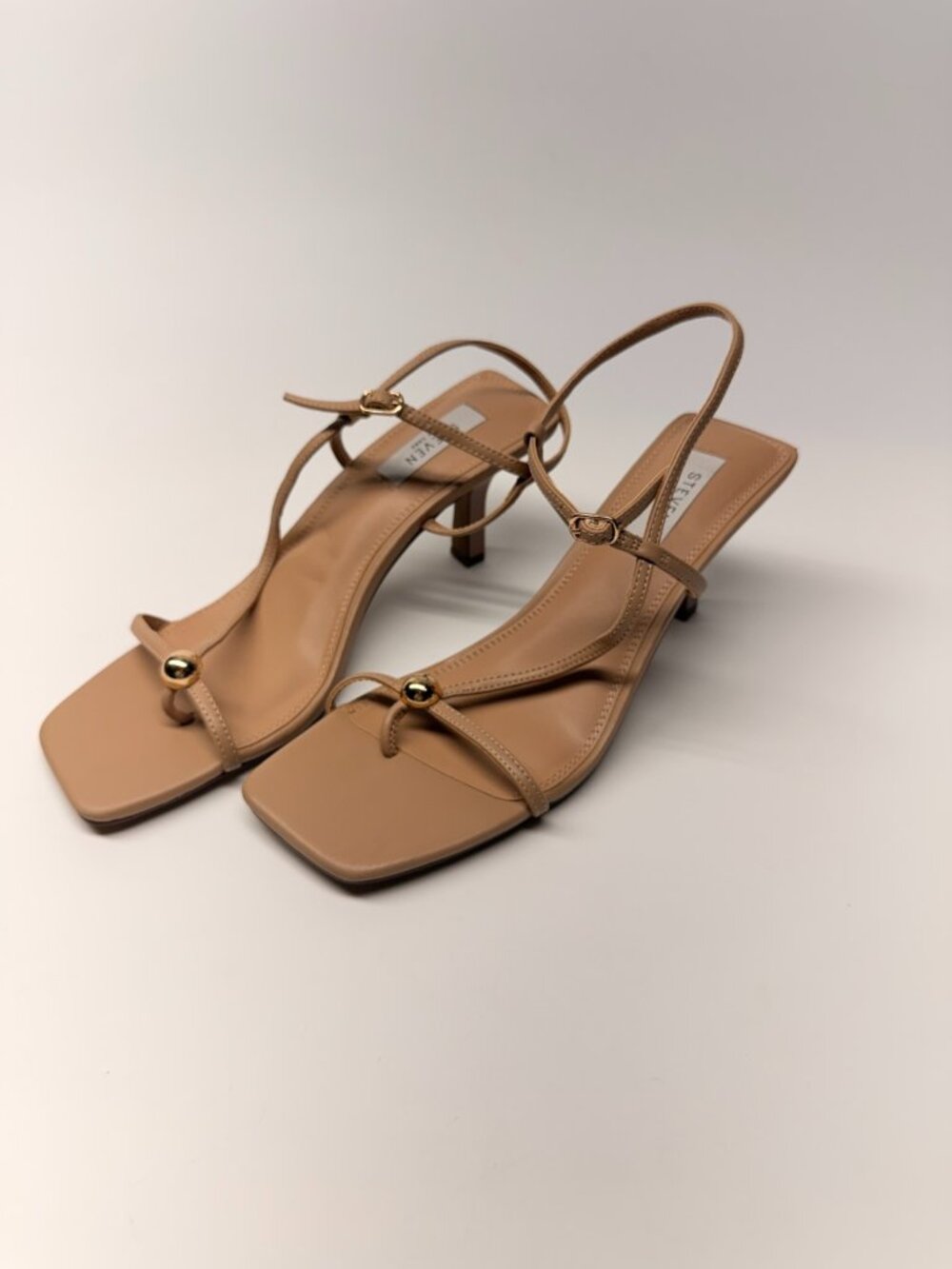 Steven By Steve Madden Tamila Beige Strap Heel Sandal Sz 8.5